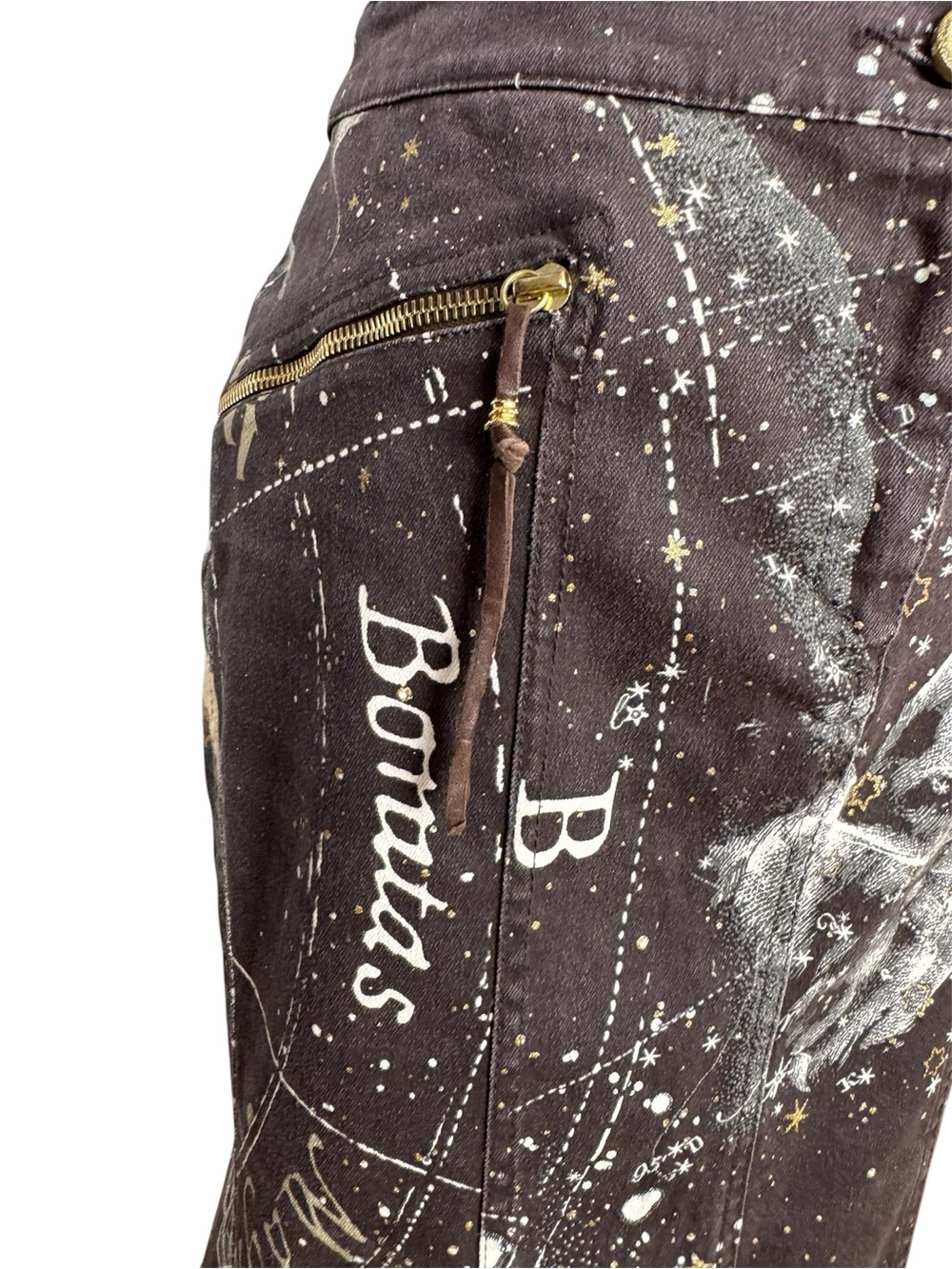 Vintage Roberto Cavalli Constellation Zodiac Print Midi Skirt – Brown, Size S - Picture 3 of 9